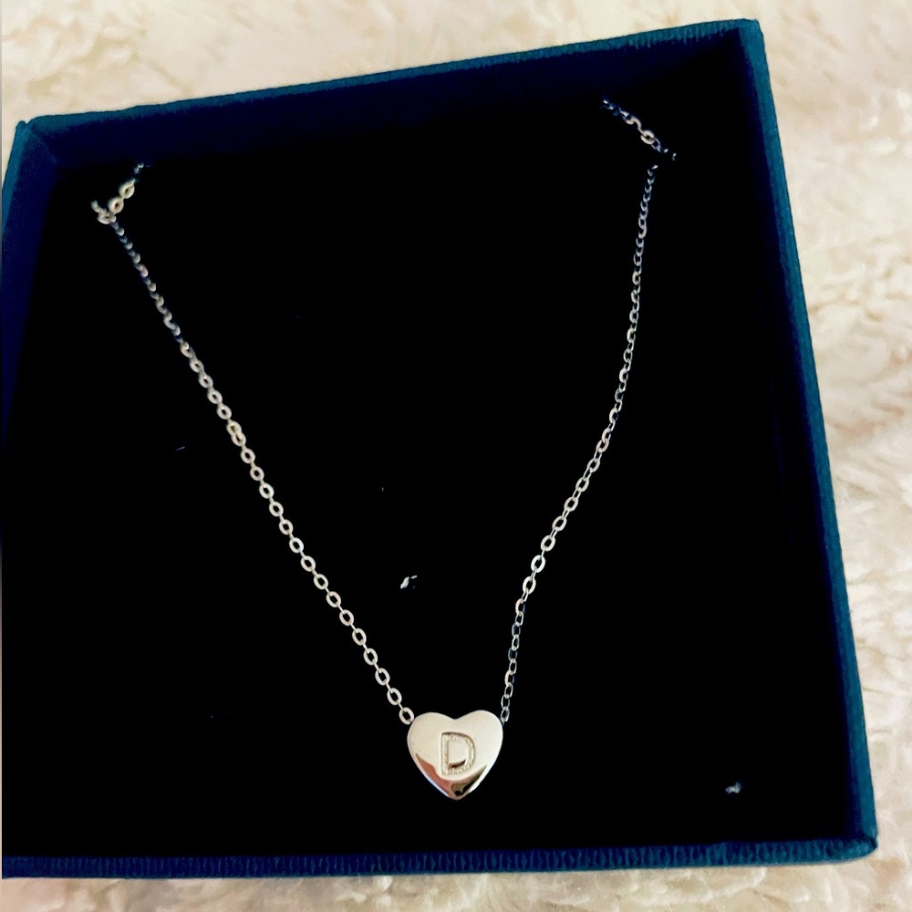 Silver Heart Initial Necklace